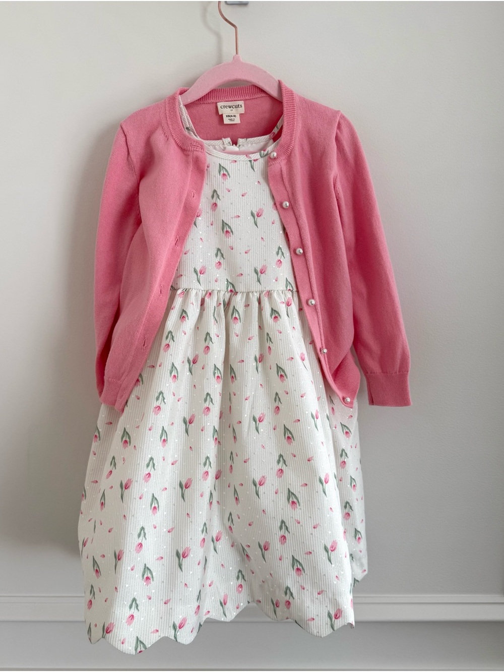 Rachel Zoe Girls Pink Floral Dress Bundle 5T w/JCrew Cardigan & Matching Purse